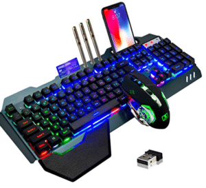 Wireless Gaming Keyboard and Mouse,Rainbow Backlit Rechargeable Keyboard Mouse with 3800mAh Battery